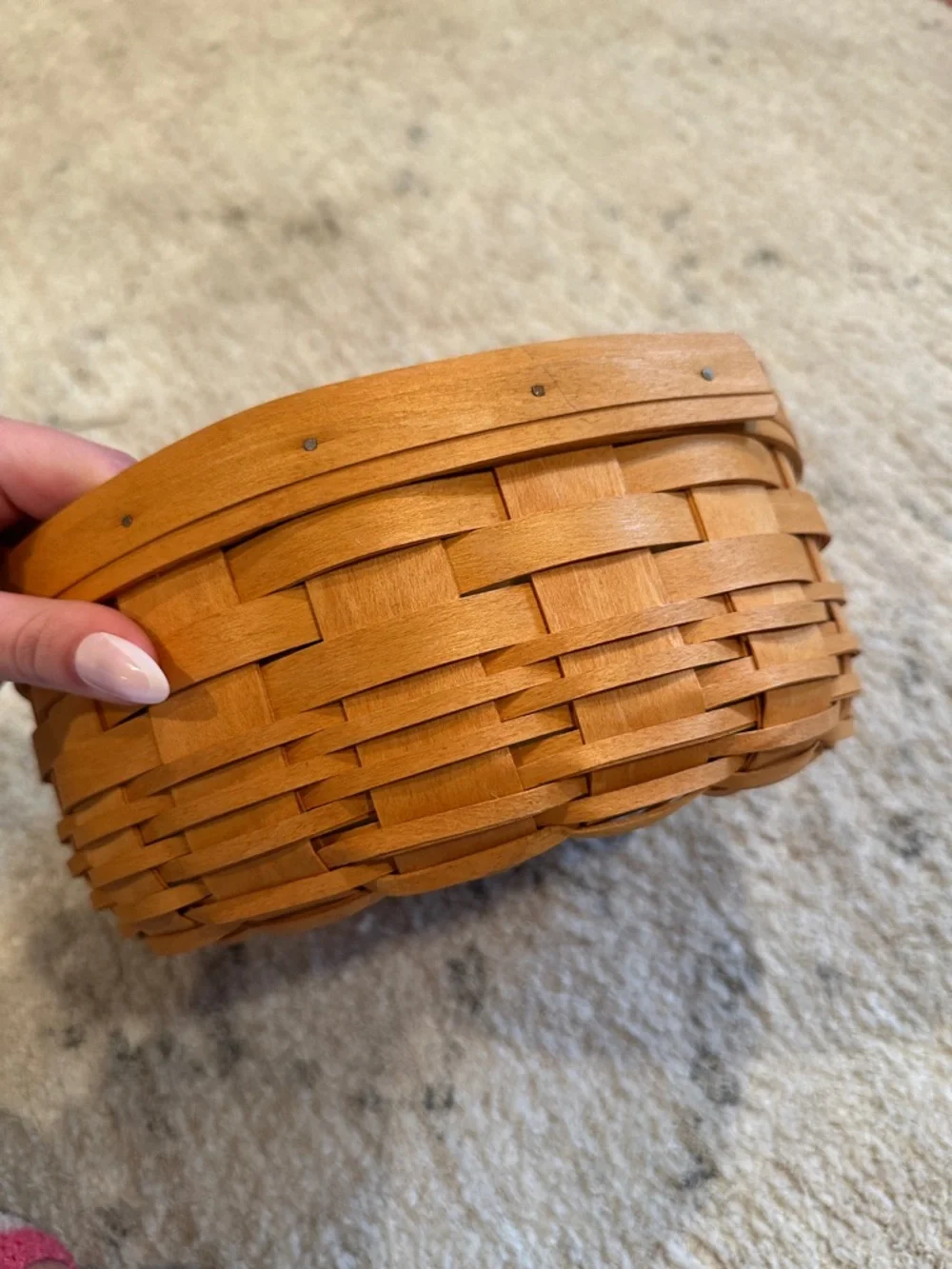 Longaberger Brown Woven Basket with Floral Liner